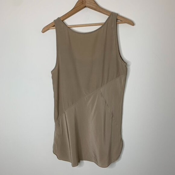 Babaton Aritzia Women's Silk Blouse Tank Top Sleeveless Beige Taupe Brown Size S - Picture 7 of 13